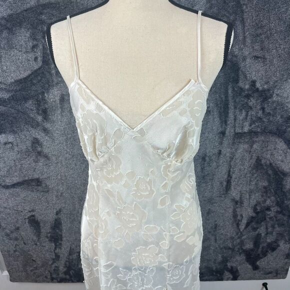 Vtg Victoria's Secret Long Front Slit Sheer Floral Sleeveless Nightgown S *Read - Picture 2 of 14